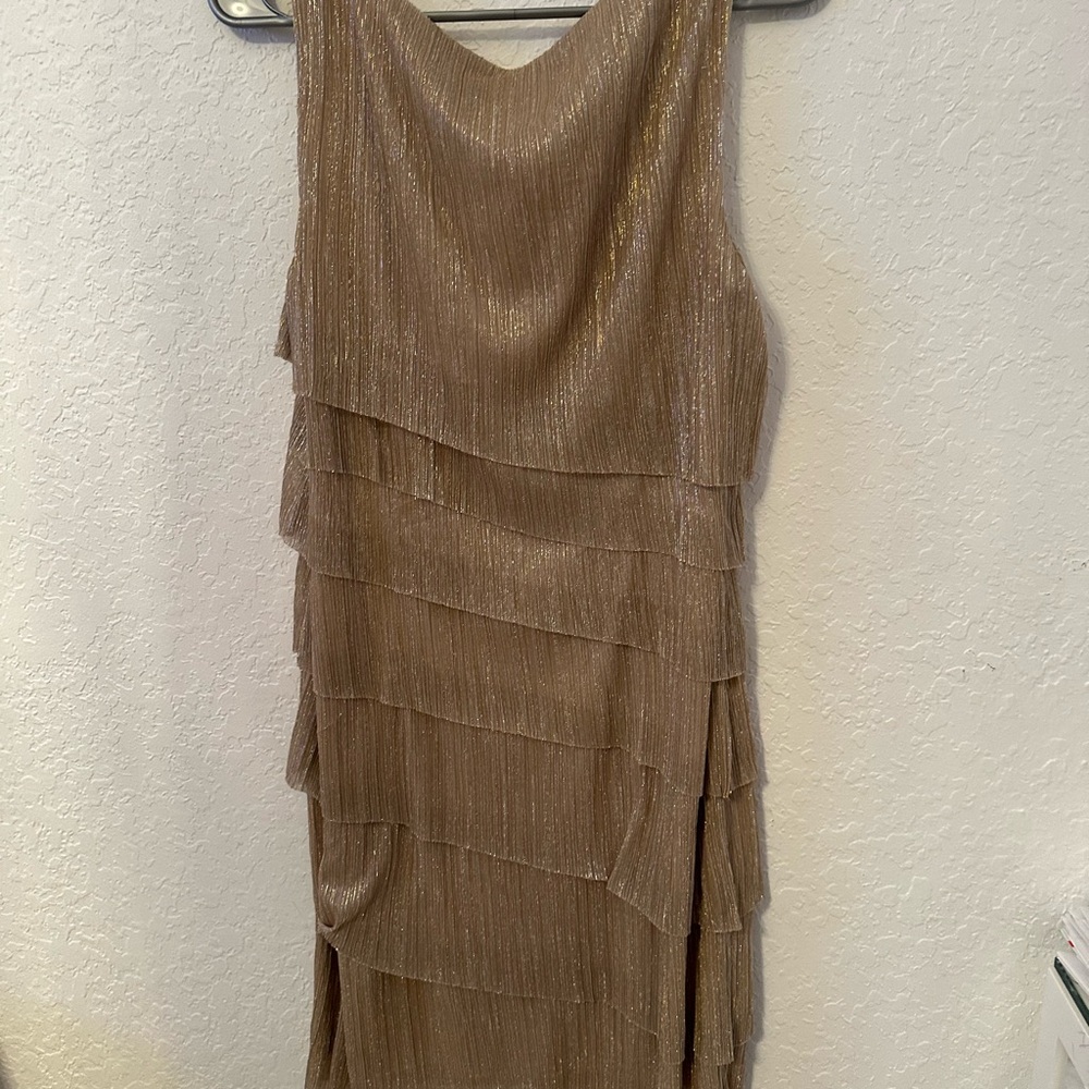 Dressbarn Gold V-Neck Sheath Mini Dress